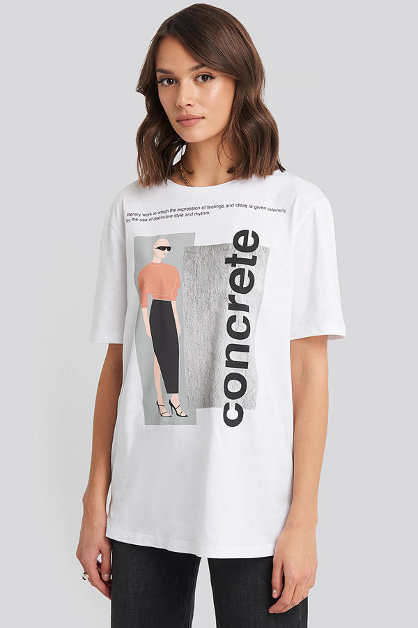 NA-KD Concrete Oversized T-shirt vit