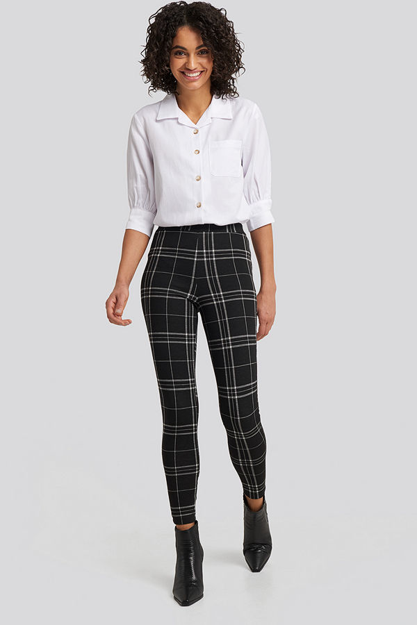 NA-KD Check Leggings svart