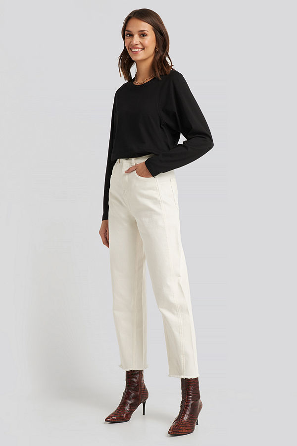 NA-KD High Waist Barrel Leg Jeans vit