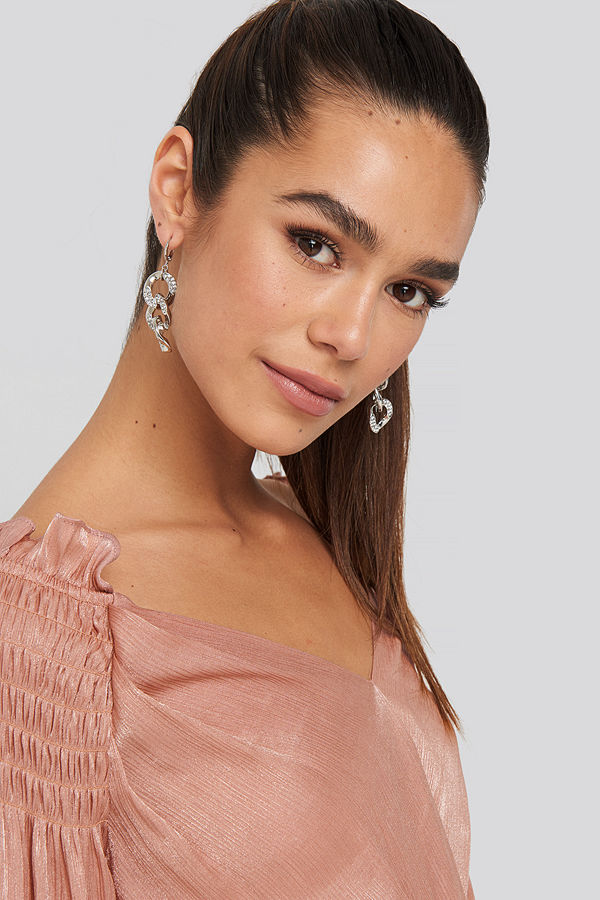NA-KD Accessories smycke Strass Chain Earrings silver