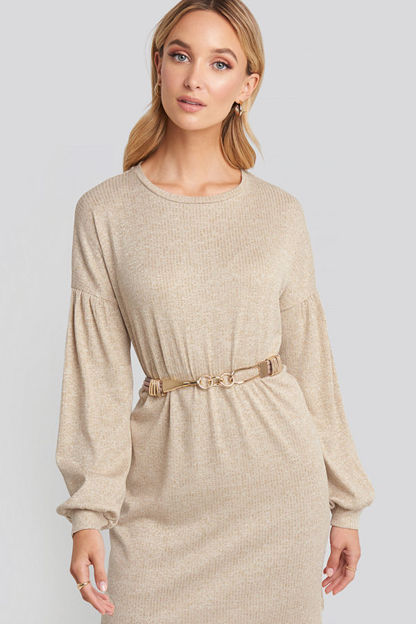 NA-KD Accessories Metal Detail Sling Belt beige