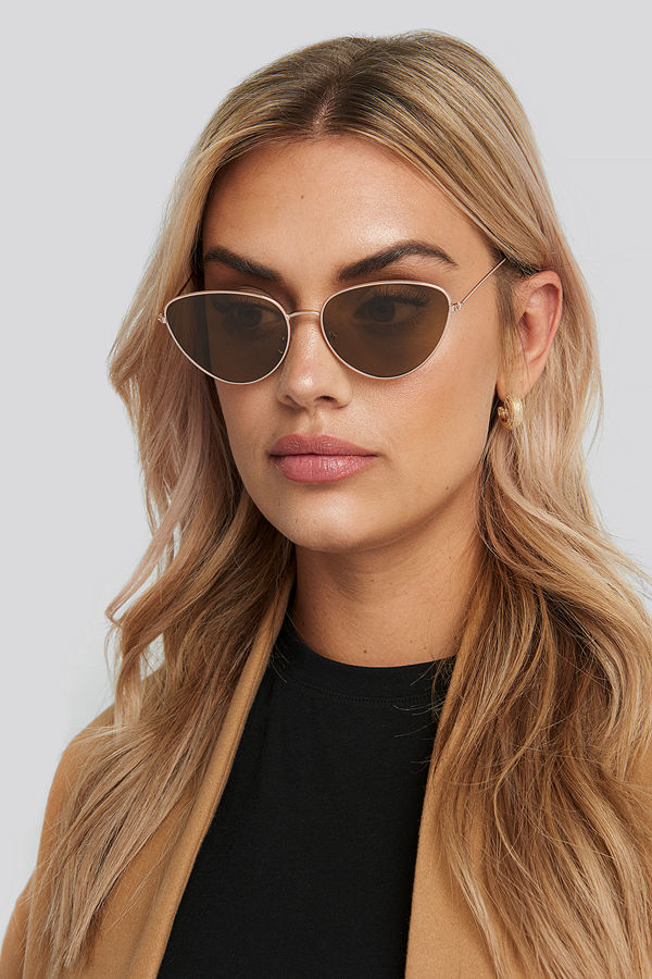 NA-KD Accessories Drop Shape Metal Frame Sunglasses brun guld