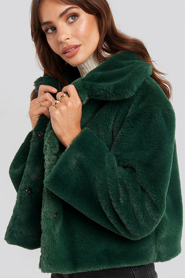 Rut & Circle Elin Faux Fur Short Jacket grön