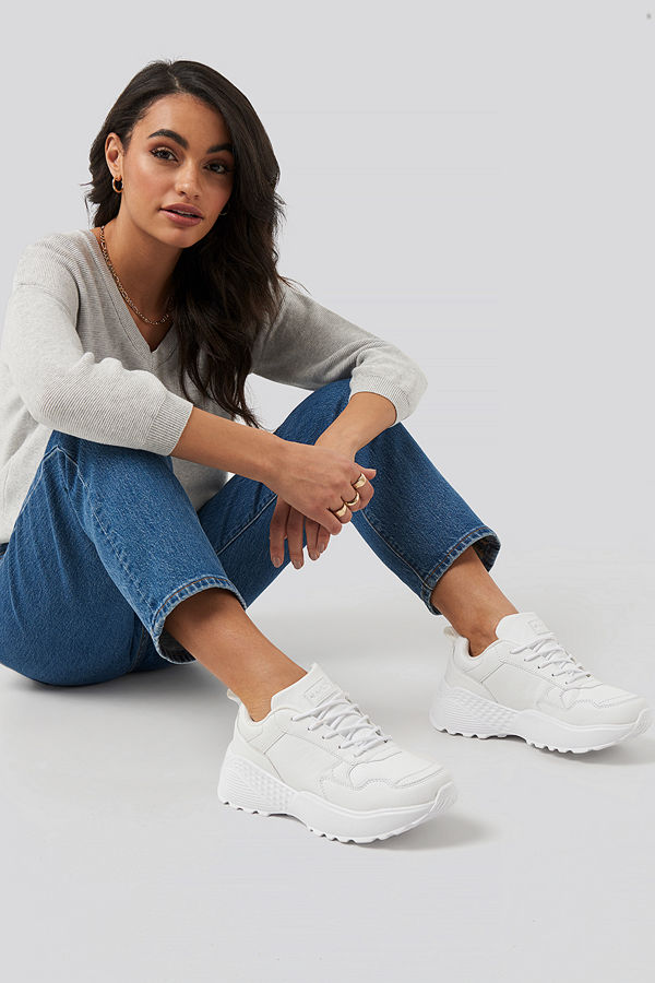 NA-KD Shoes Rubber Detail Trainers vit