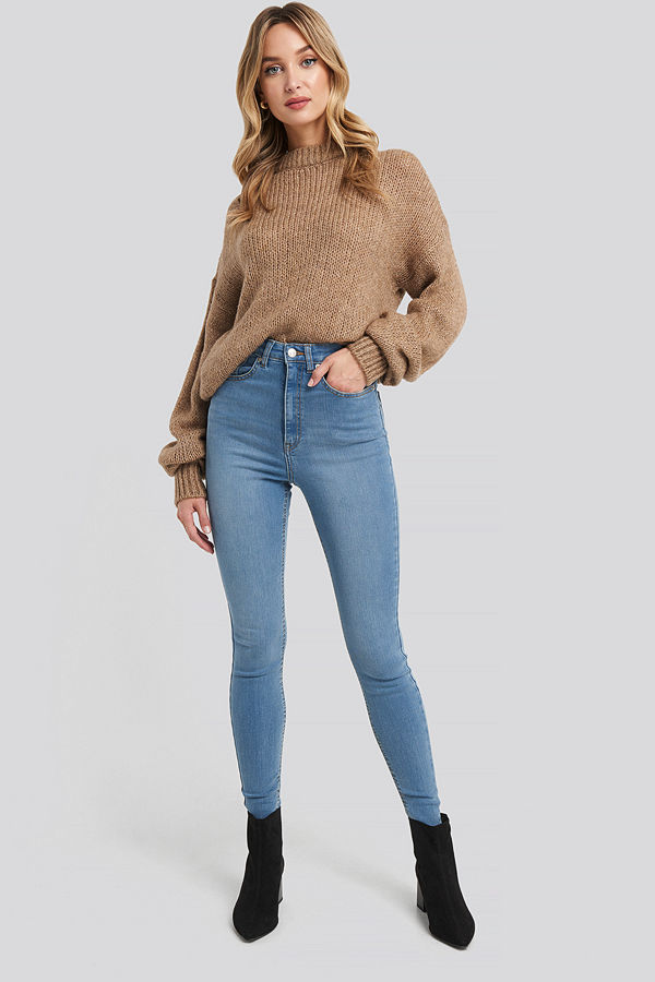 NA-KD Super High Waist Skinny Jeans blå