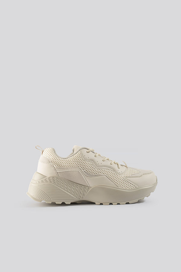 NA-KD Shoes Big Mesh Rubber Detail Trainers beige