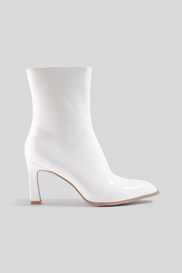 NA-KD Shoes Glossy Patent Low Boots vit