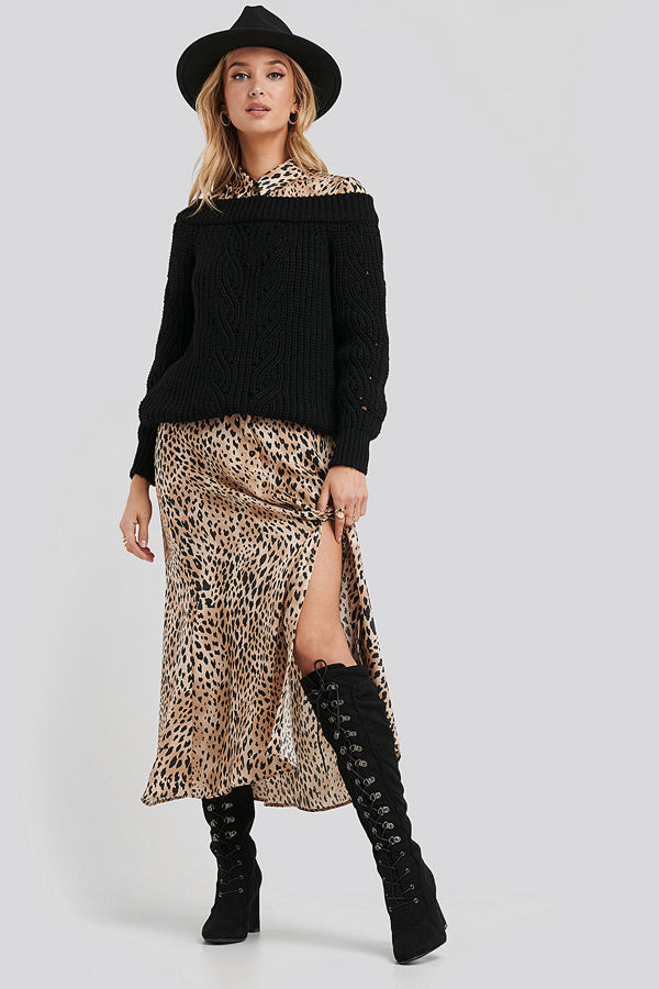 NA-KD Shoes Lace Up Knee High Boots svart