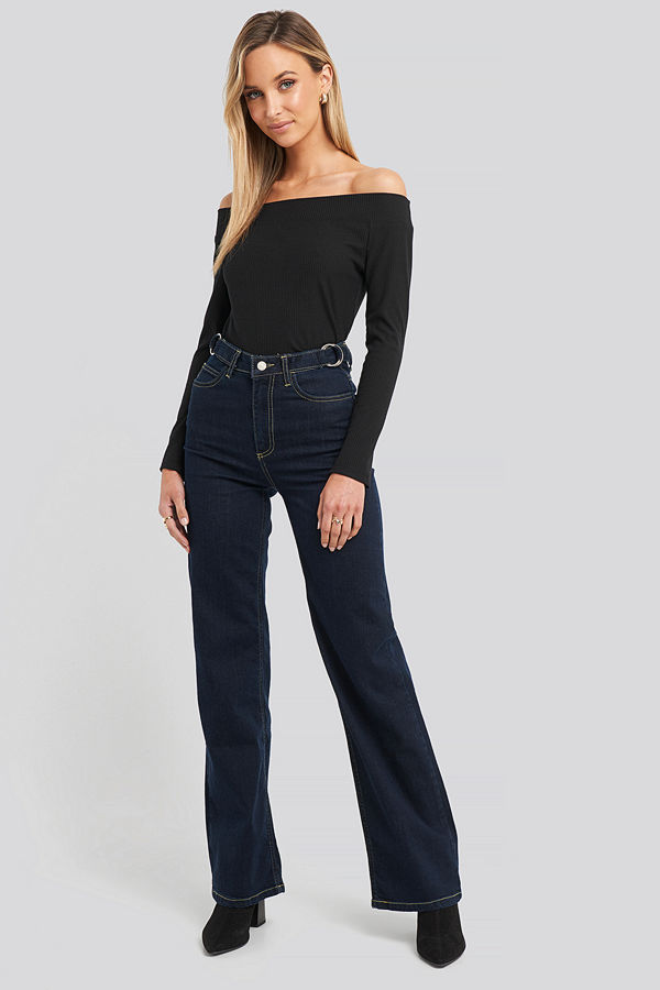 Trendyol High Waist Wide Leg Jeans blå
