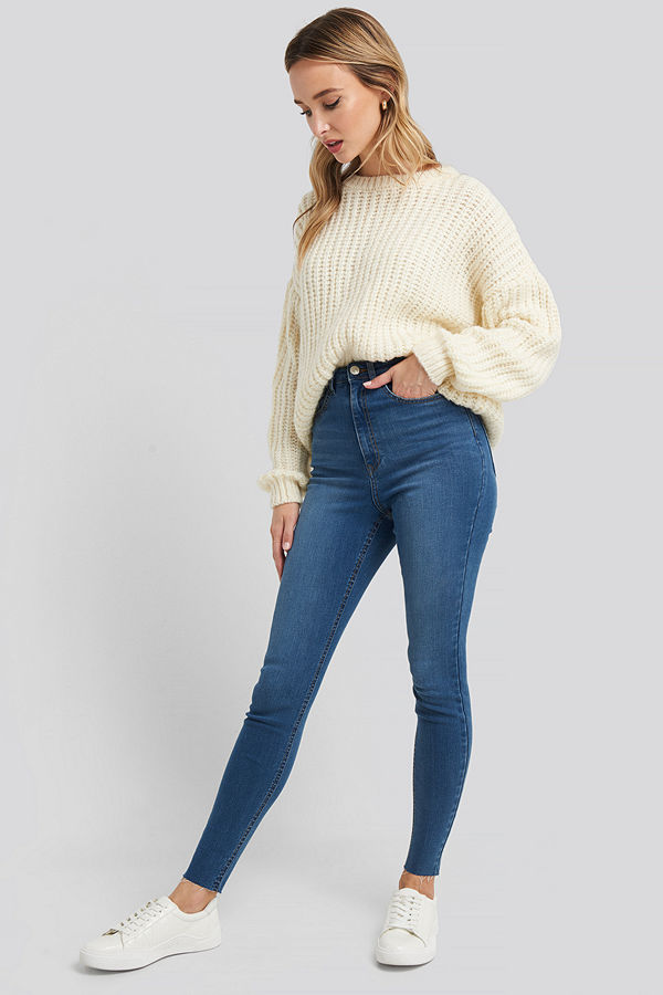 NA-KD Super High Waist Skinny Jeans blå