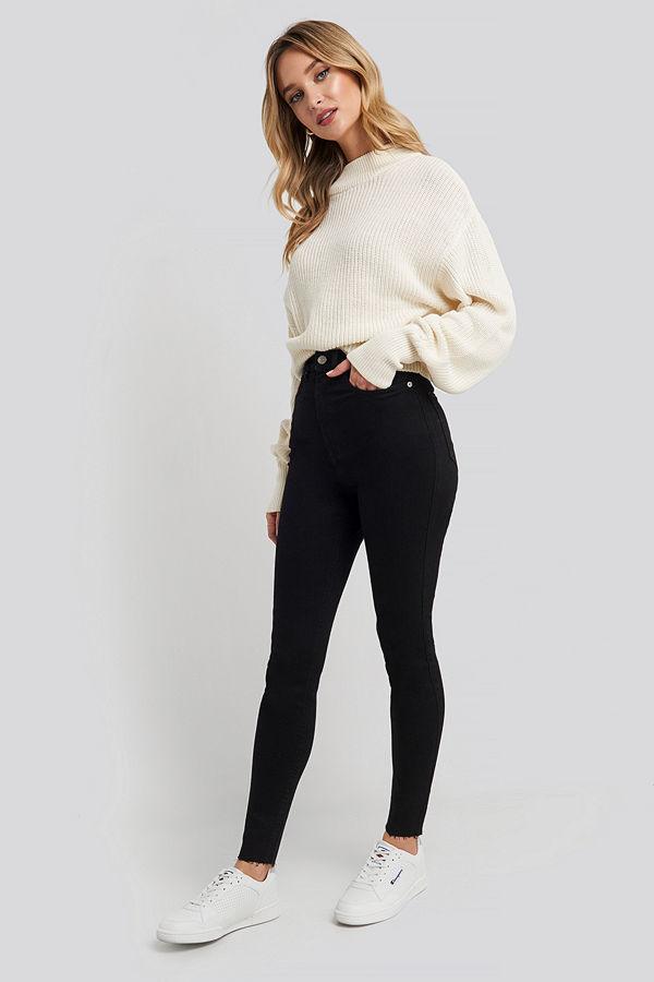 NA-KD Super High Waist Skinny Jeans svart