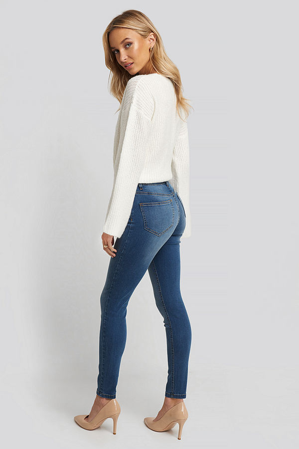 NA-KD Skinny Low Waist Jeans blå