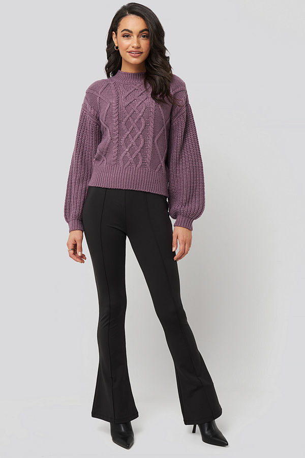 NA-KD Classic Exposed Seam Flare Leggings svart