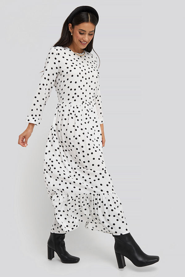 NA KD Ruffle Hem Round Neck Midi Dress multicolor Prickiga klänningar Köp klänning online Modegallerian