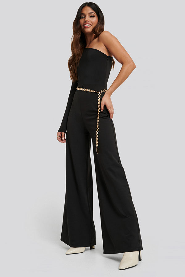 NA-KD Party Asymmetric Jersey Jumpsuit svart