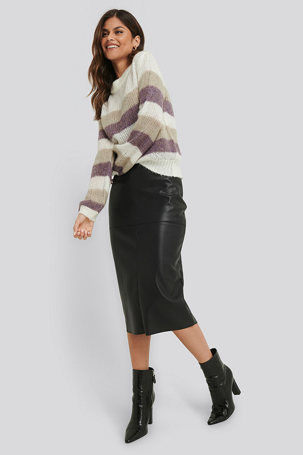 NA-KD Trend Midi PU Skirt svart