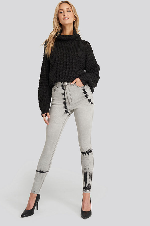 NA-KD Tie Dye Skinny Jeans grå