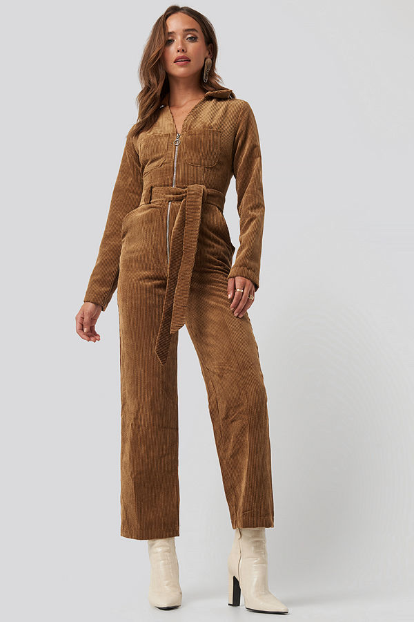 Trendyol Velvet Jumpsuit brun