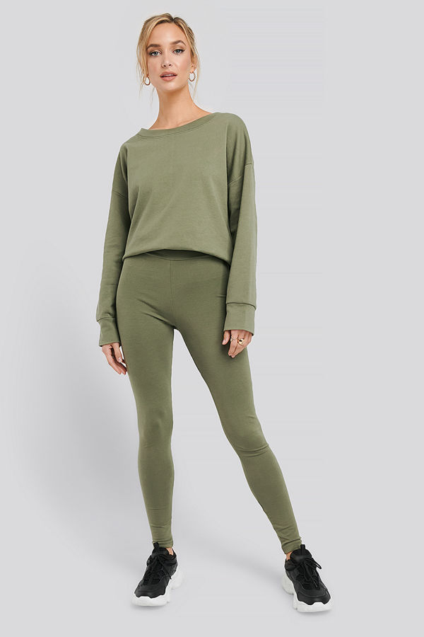 NA-KD Basic Leggings grön