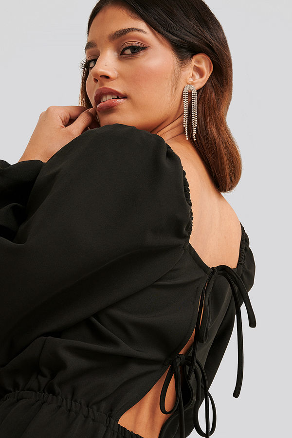 NA-KD Party Square Neck Open Back Jumpsuit svart