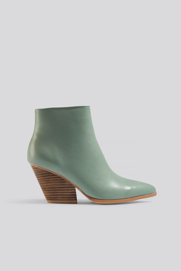 NA-KD Shoes Western Heel Pointy Boots grön