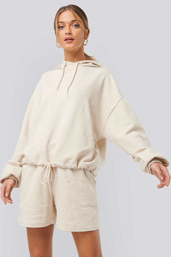 NA-KD Trend Oversized Drawcord Hoodie beige