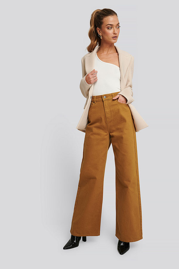 NA-KD Trend Wide Leg High Waisted Jeans brun