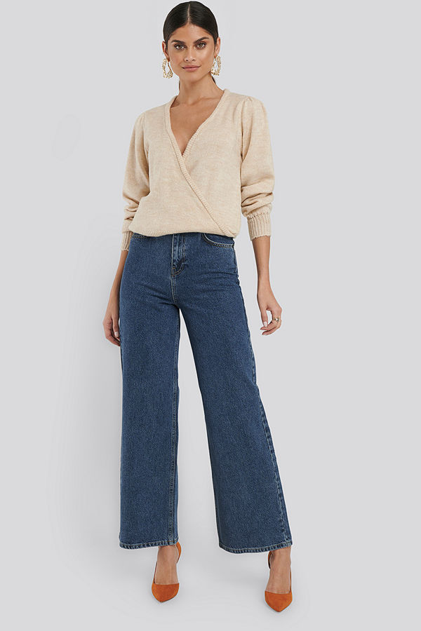 NA-KD Trend Wide Leg High Waisted Jeans blå