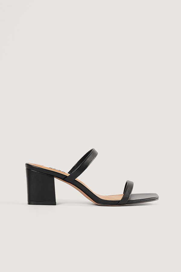 NA-KD Shoes Squared Two Strap Sandals svart