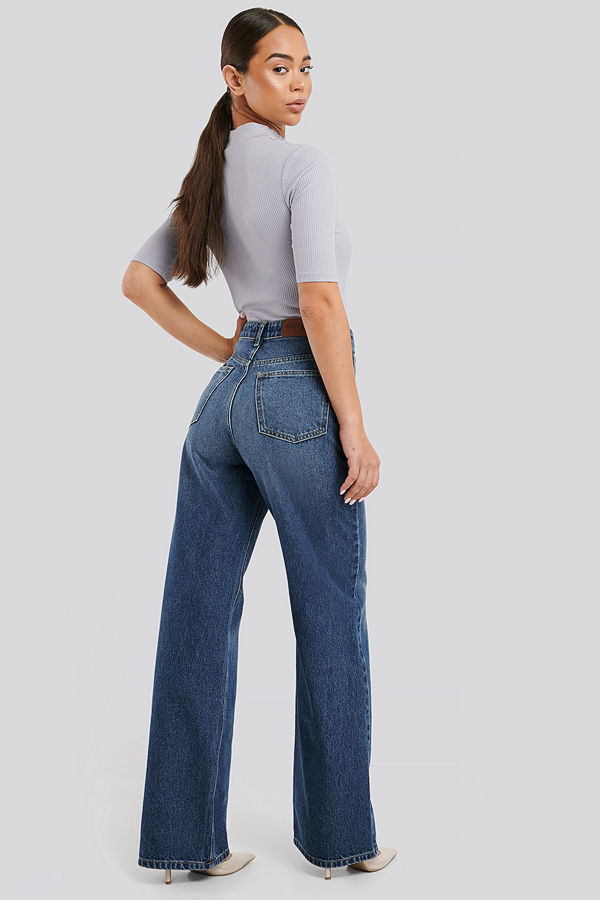 NA-KD Trend High Waist Straight Jeans blå