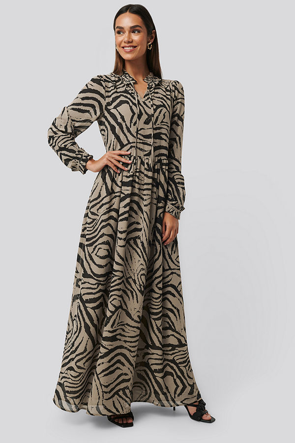 NA-KD Trend Maxi Frill Sheer Dress multicolor