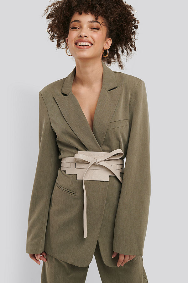 NA-KD Accessories Squared Shaped Layered Waist Belt beige