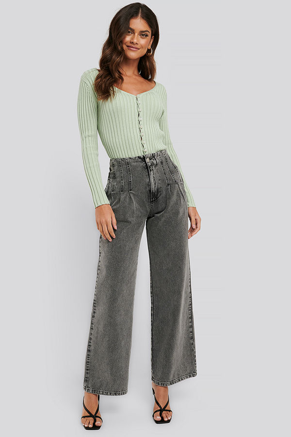 NA-KD High Waist Loose Fit Jeans grå