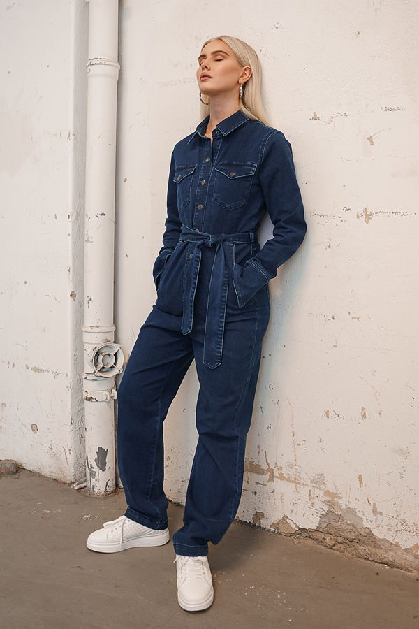 Snøløs x NA-KD Front Pocket Denim Jumpsuit blå