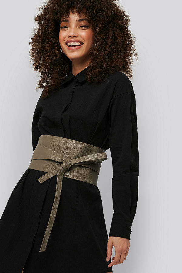 NA-KD Accessories Layered Oversize Waist Belt grön
