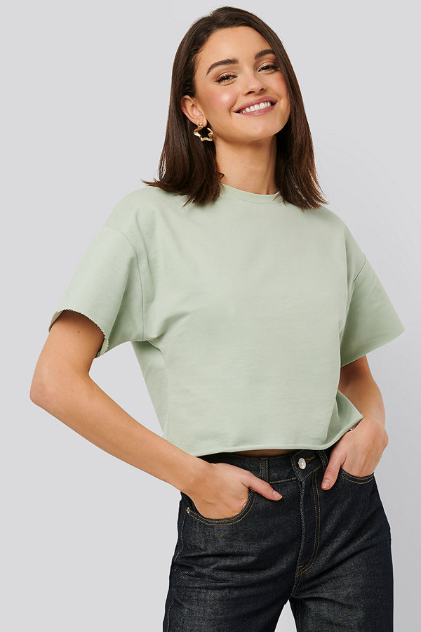 NA-KD Basic Sweatshirt Tee grön