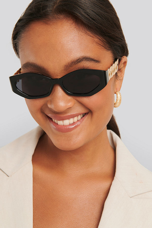 NA-KD Accessories Chain Temple Detailed Sunglasses svart