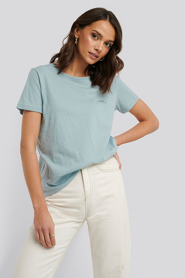 NA-KD Basic T-Shirt Med Tryck blå