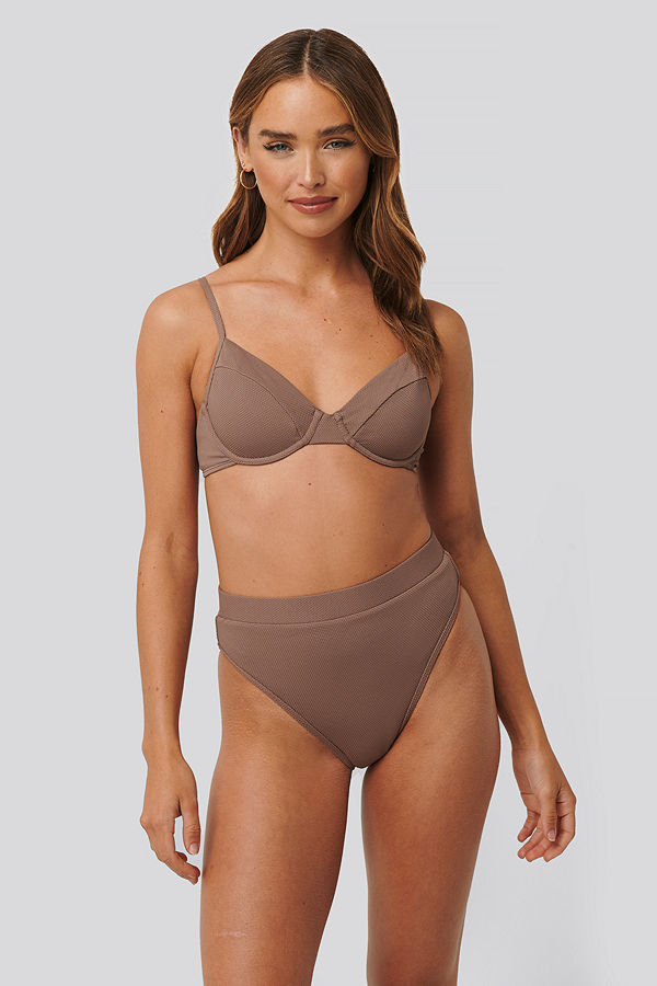NA-KD Swimwear Structured Edge Maxi Highwaist Panty brun