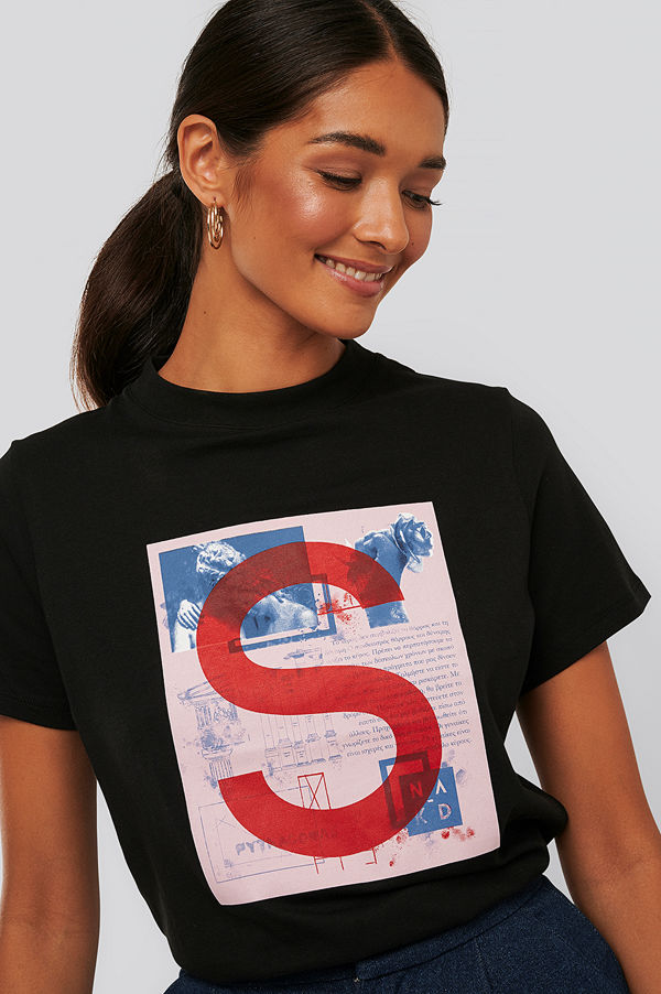 NA-KD T-Shirt Med Tryck svart