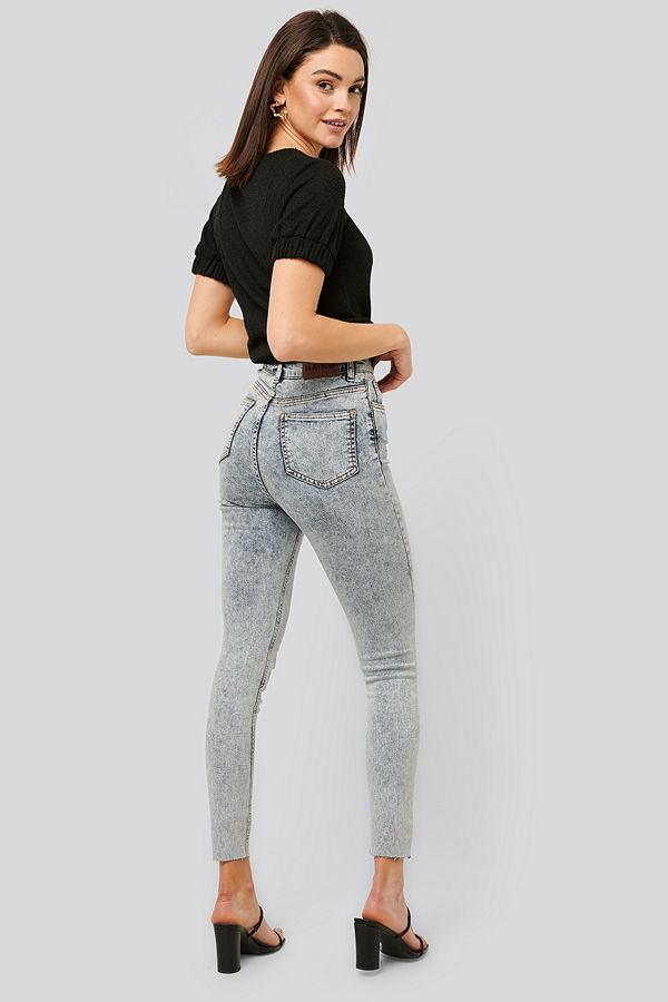 NA-KD Jeans Med Hög Midja blå