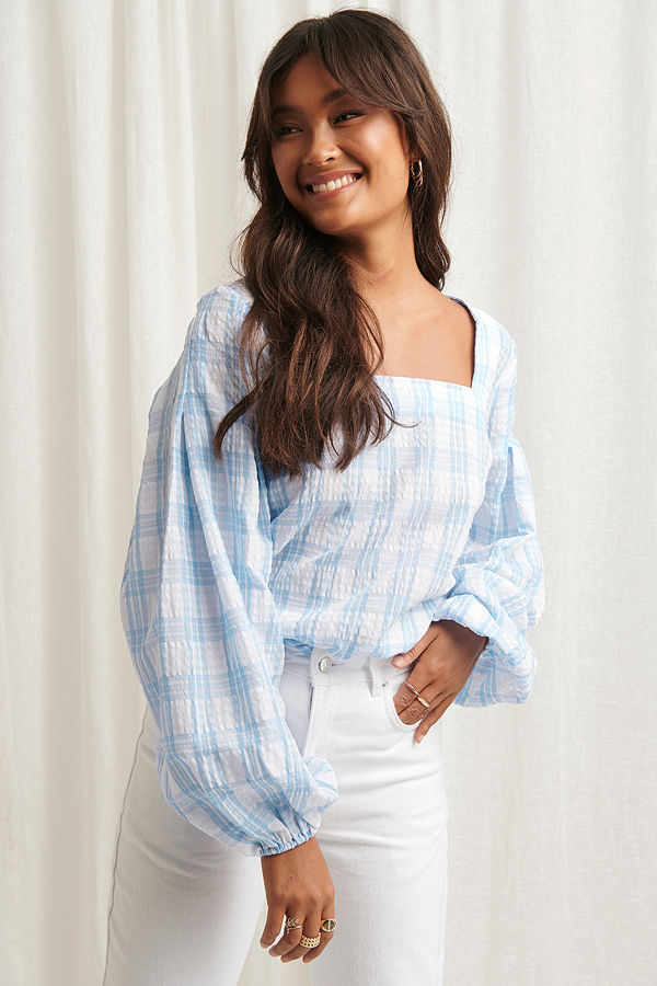 NA-KD Boho Structure Check Blouse multicolor