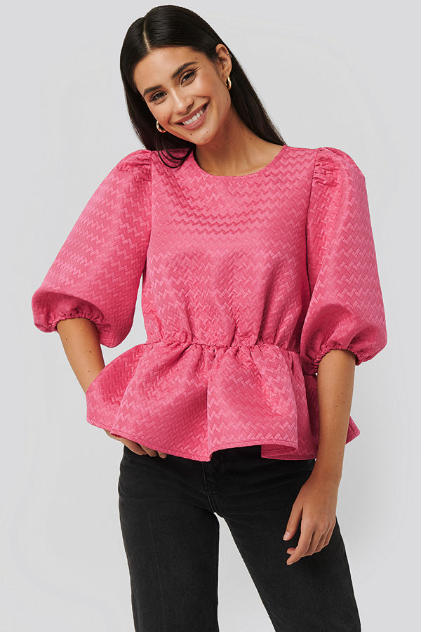 NA-KD Boho Structured Puff Blouse rosa