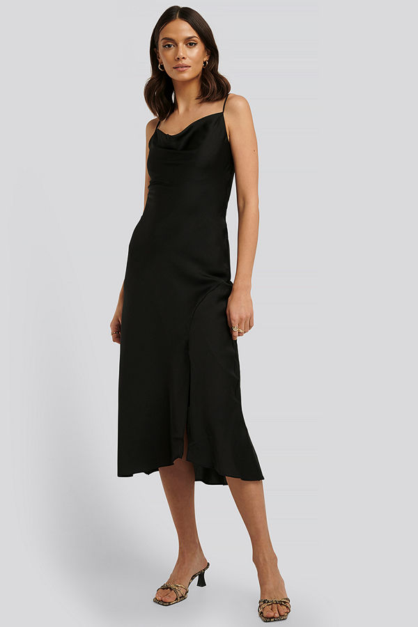 Trendyol Thin Strap Midi Dress svart