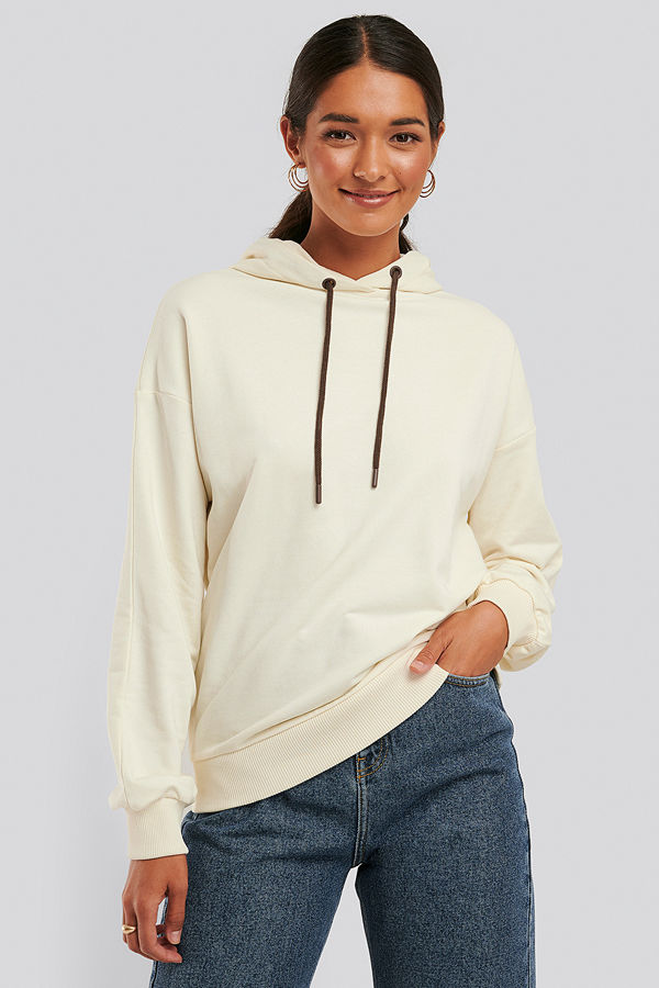 NA-KD Basic Hoodie Med Dragsko vit