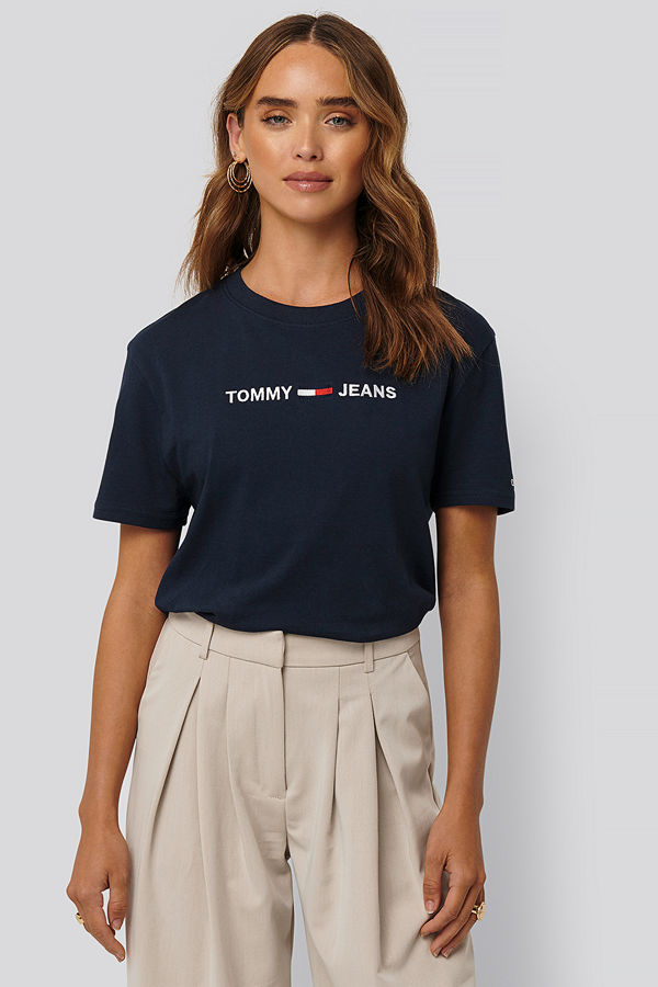 Tommy Jeans Modern Rak T-Shirt Med Logga blå