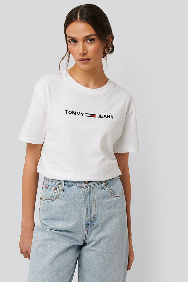 Tommy Jeans Modern Rak T-Shirt Med Logga vit