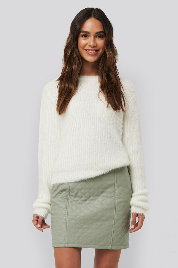 NA-KD Quilted PU Skirt grön