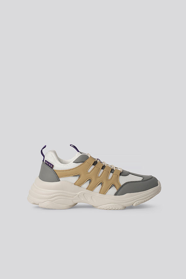 NA-KD Shoes Chunky Sneakers Med Sicksackmönster grå