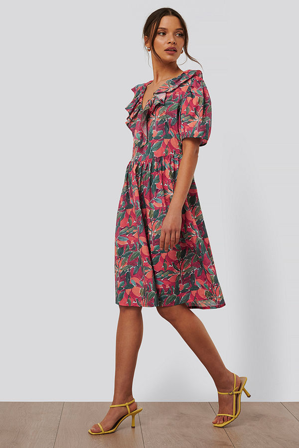 NA-KD Trend Frill Detail Mini Dress flower